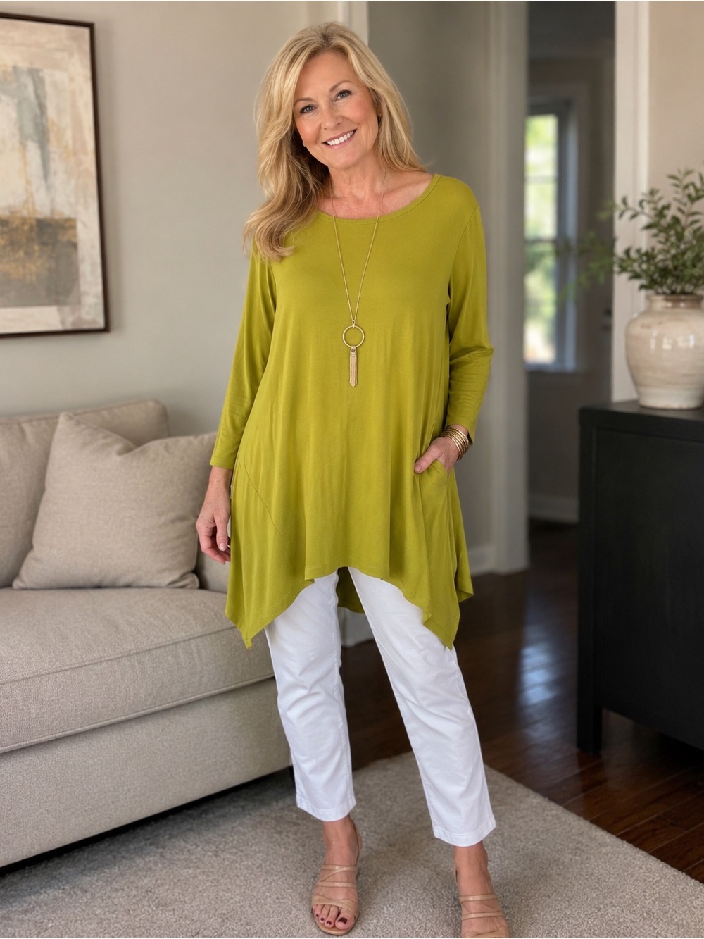 Alembika Mustard color uneven Oversize top sz 6. NWT AS IS
